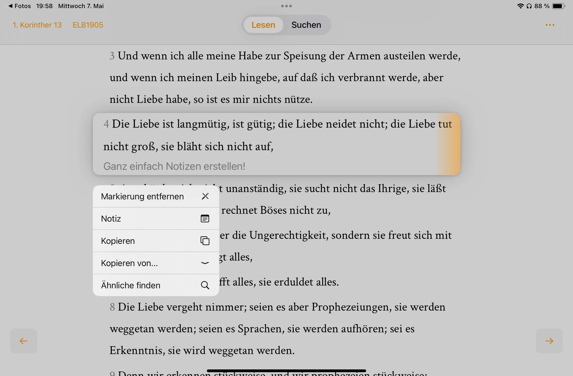 Screenshot der Vector Bible App für Tablets