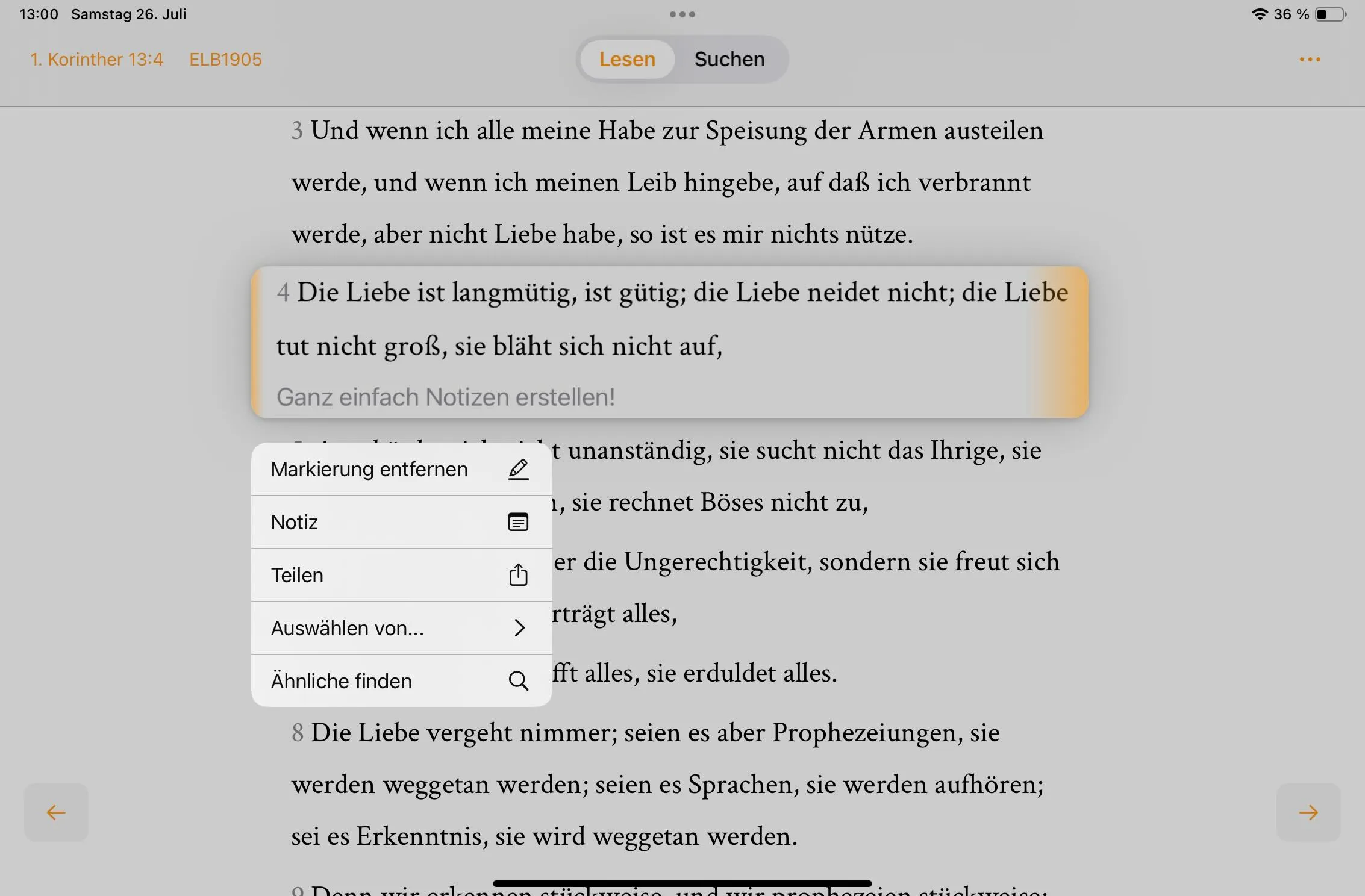Screenshot der Vector Bible App für Tablets